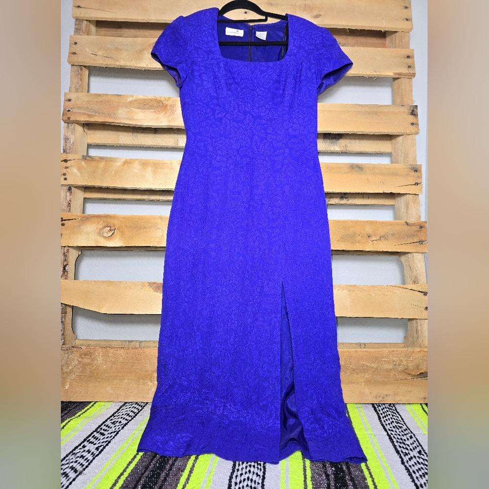 Vintage Elegant Blue Silk Dress Size:4